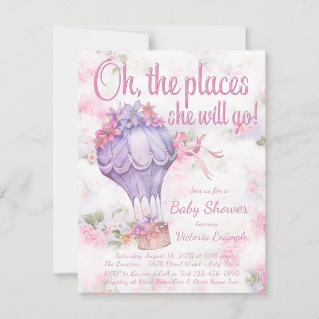 Invitations à la douche pour bébé avec ballon à ai (Devant)