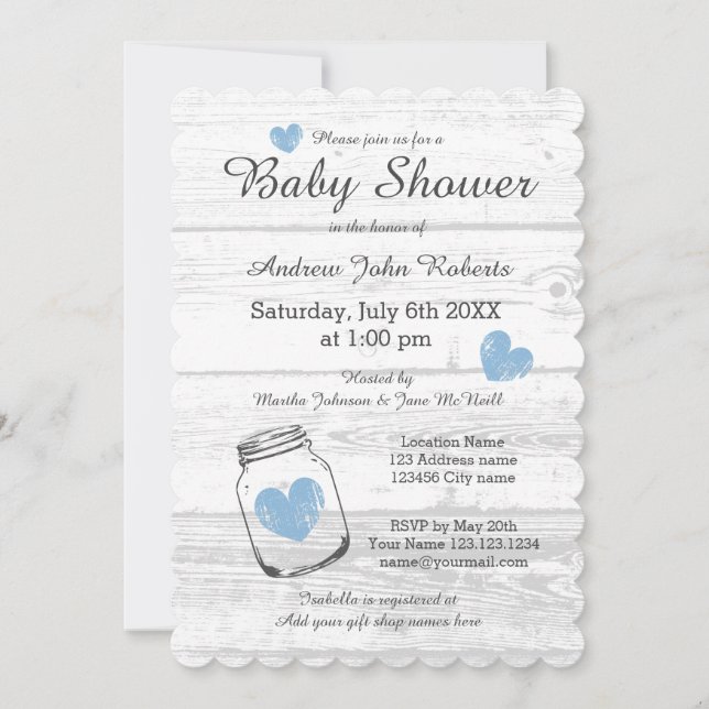 Invitations à la douche pour bébé de garçon à la b (Devant)