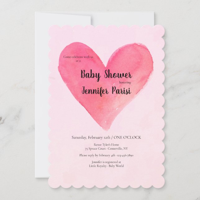 Invitations à la douche pour bébés Big Heart (Devant)