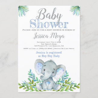 Invitations à la douche pour bébés éléphant