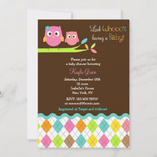 Invitations à la douche pour bébés Owl