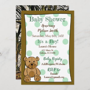 Invitations à la douche pour bébés Teddy Bear Boy