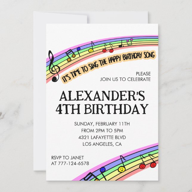 Invitations à la fête couleur rainbow fun enfants  (Devant)