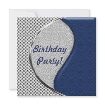 Invitations à la fête d'anniversaire Blue and Silv