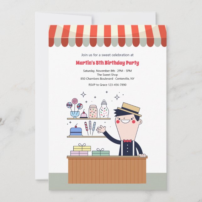 Invitations à la fête d'anniversaire de Candy Man (Devant)
