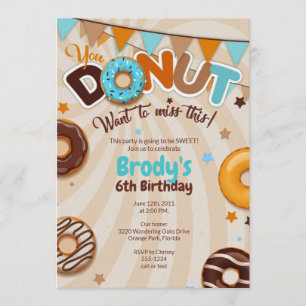 Invitations à la fête d'anniversaire de Donut - Ga