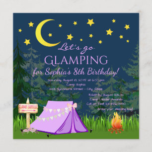 Invitations à la fête d'anniversaire de Glamping