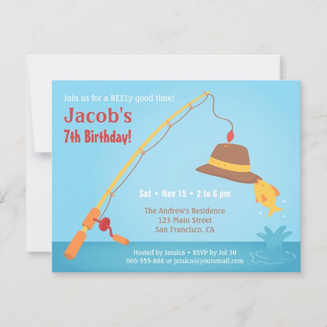 Invitations à la fête d'anniversaire de la pêche l (Devant)