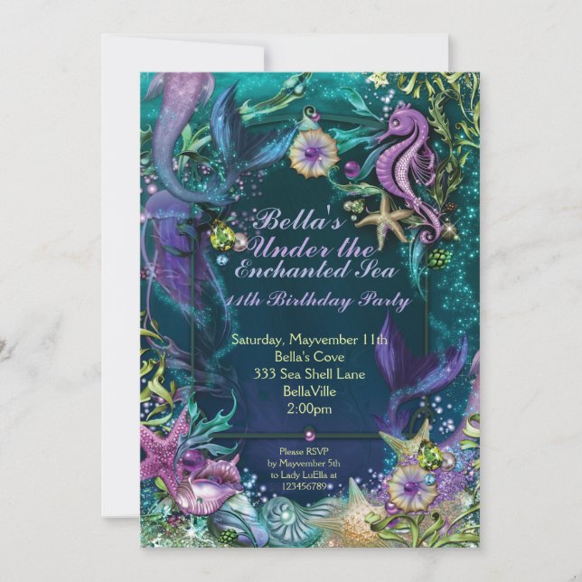 Invitations à la fête d'anniversaire de la Sirène (Devant)