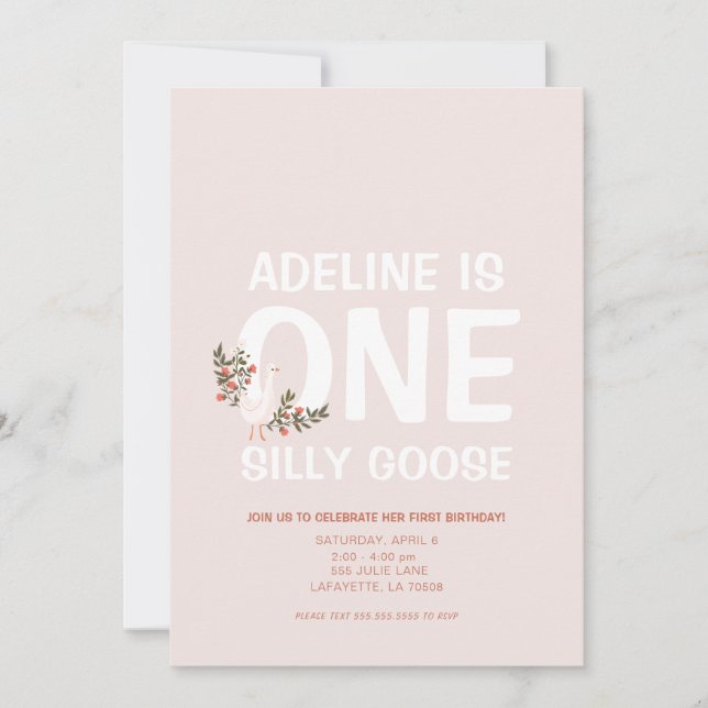 Invitations à la fête d'anniversaire de l'oie bête (Devant)