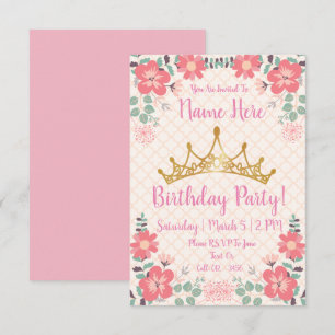 Invitations à la fête d'anniversaire de Princess