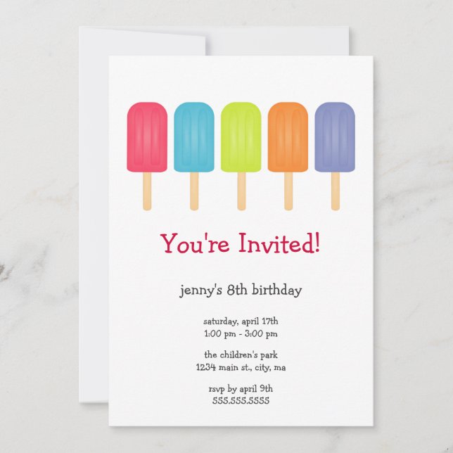 Invitations à la fête d'anniversaire des glaces Po (Devant)