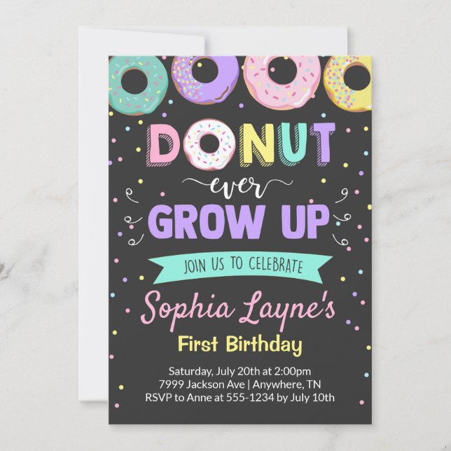 Invitations à la fête d'anniversaire Donut (Devant)