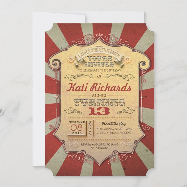 invitations à la fête d'anniversaire du carnaval (Devant)