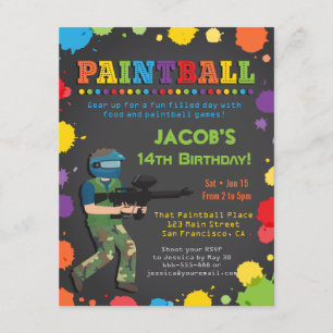 Invitations à la fête d'anniversaire du Paintball 