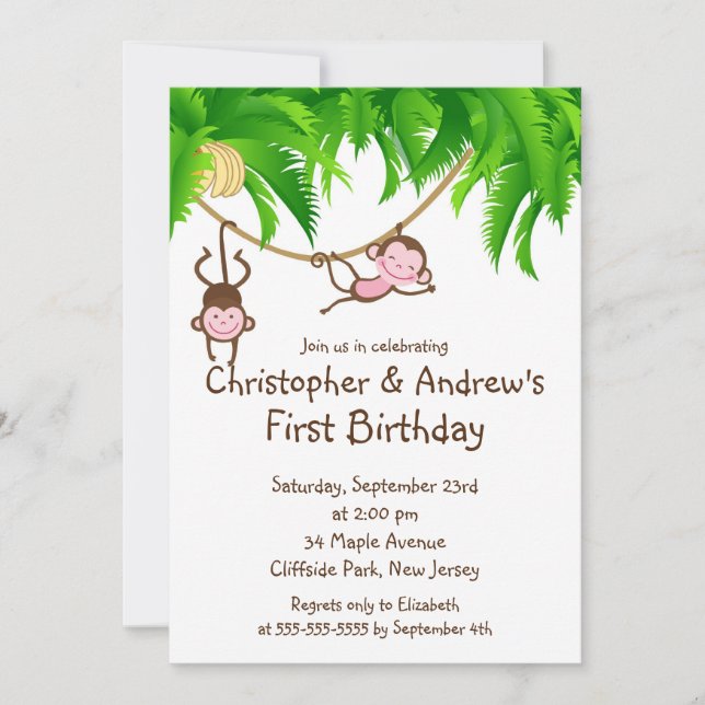 Invitations à la fête d'anniversaire du singe de l (Devant)