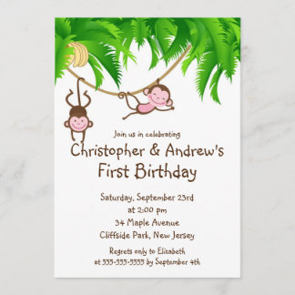 Invitations à la fête d'anniversaire du singe de l