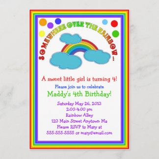Invitations à la fête d'anniversaire Rainbow