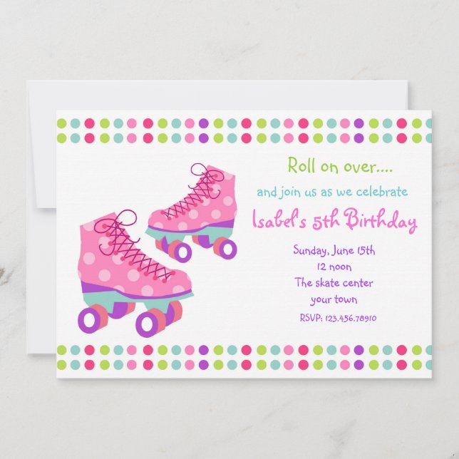 Invitations à la fête d'anniversaire Roller Skate (Devant)