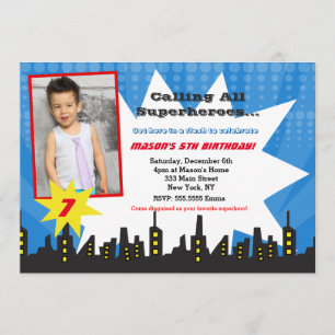 Invitations à la fête d'anniversaire Superhero