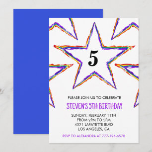 Invitations à la fête de couleur Stars Rainbow pri