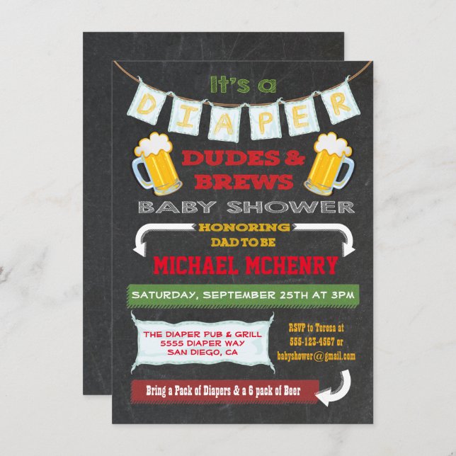 Invitations à la fête de la bière et de la couche  (Devant / Derrière)