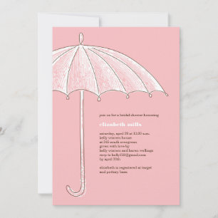 Invitations à la fête de la douche à parapluie ros