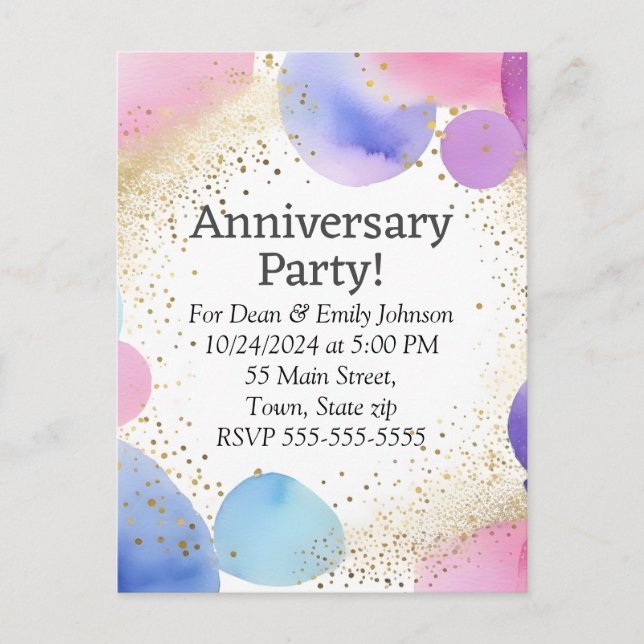 Invitations à la fête de l'anniversaire (Devant)