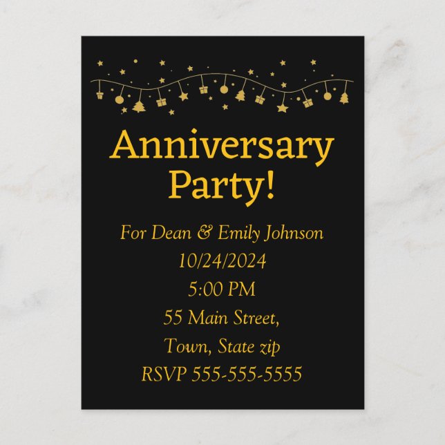 Invitations à la fête de l'anniversaire (Devant)