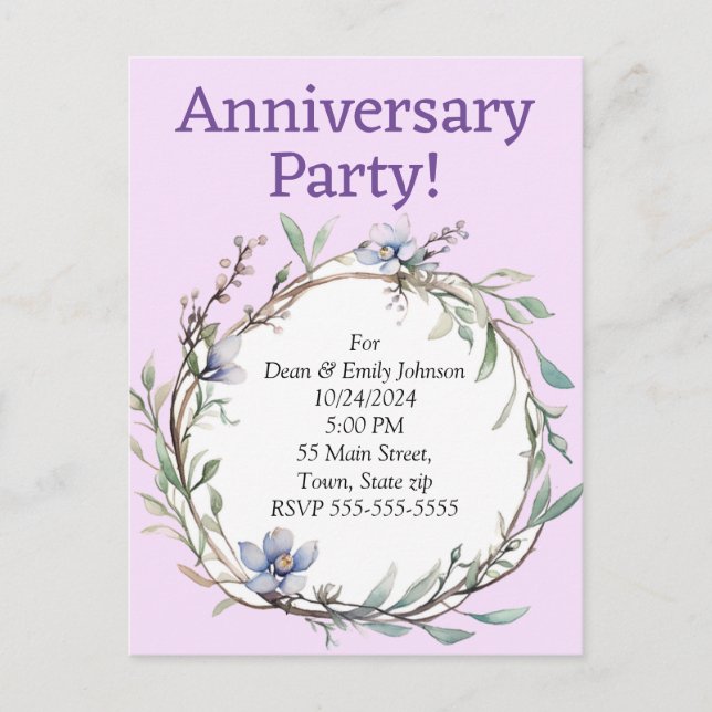 Invitations à la fête de l'anniversaire (Devant)