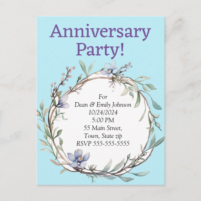 Invitations à la fête de l'anniversaire (Devant)