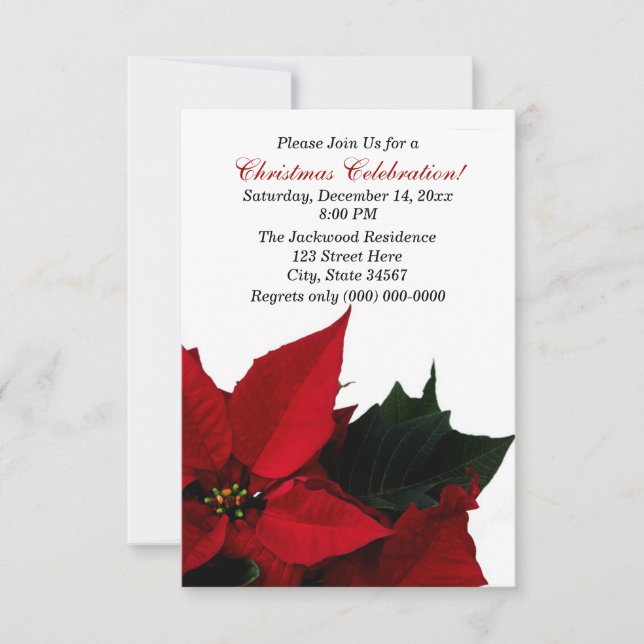 Invitations à la fête de Noël de Poinsettia (Devant)