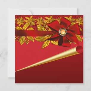 Invitations à la fête de Noël de Poinsettia Gold R