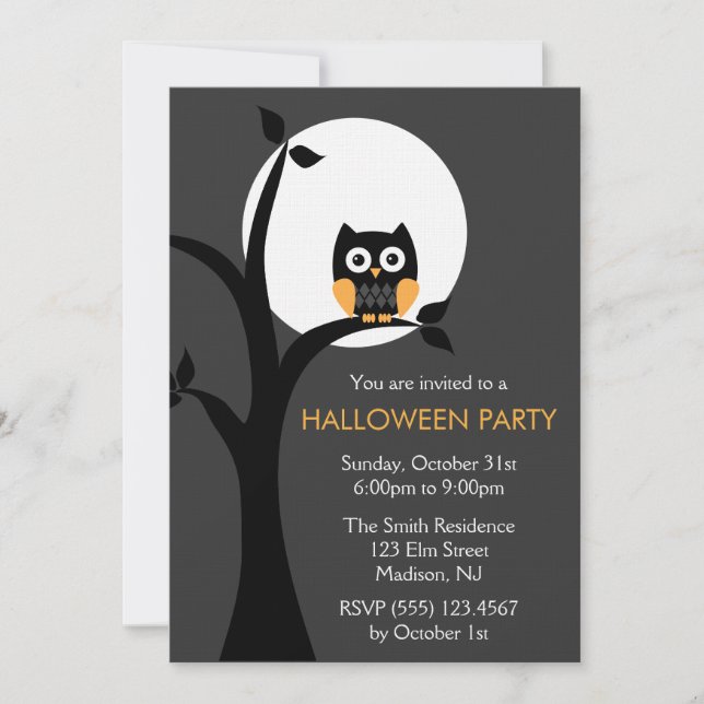 Invitations à la fête de Owl Halloween (Devant)