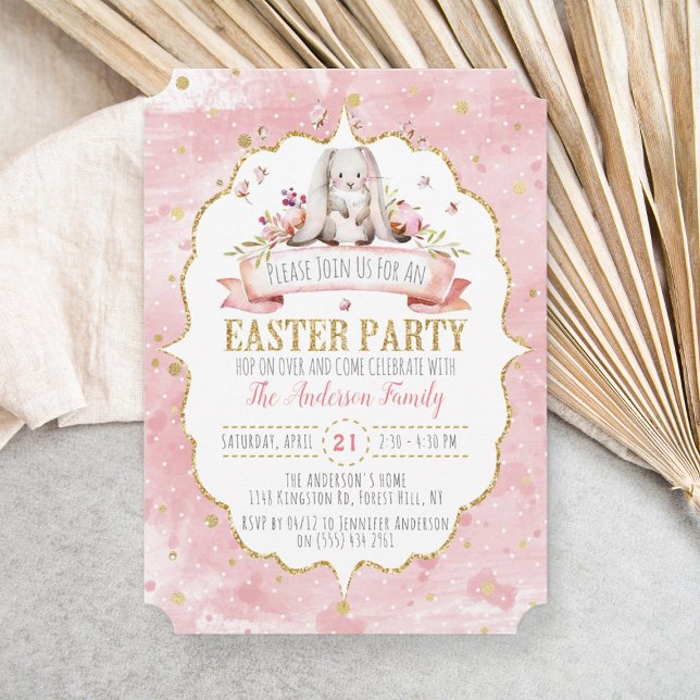 Invitations à la fête de Pâques de Bunny mignonne (Créateur téléchargé)