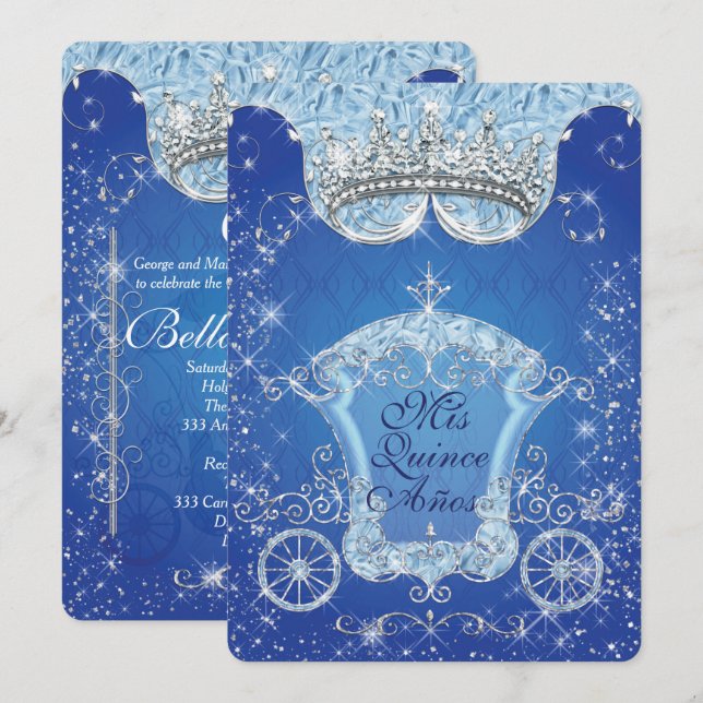 Invitations à la fête de style Cendrillon (Devant / Derrière)