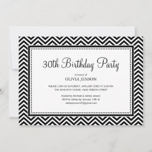 Invitations à la fête des Chevron noirs et blancs