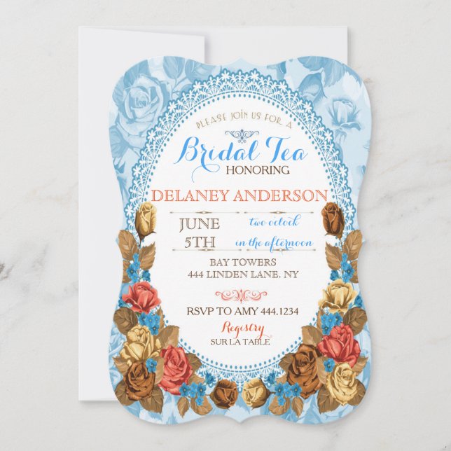 Invitations à la Fête des mariées Tea Party (Devant)