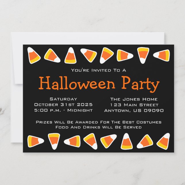 Invitations à la fête d'Halloween Candy Corn (Devant)