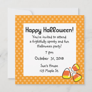 Invitations à la fête d'Halloween Candy Corn