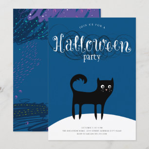 Invitations à la fête d'Halloween en chat noir