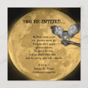 Invitations à la fête d'Halloween Pleine lune et O