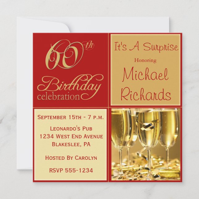 Invitations à la fête du 60e anniversaire de surpr (Devant)
