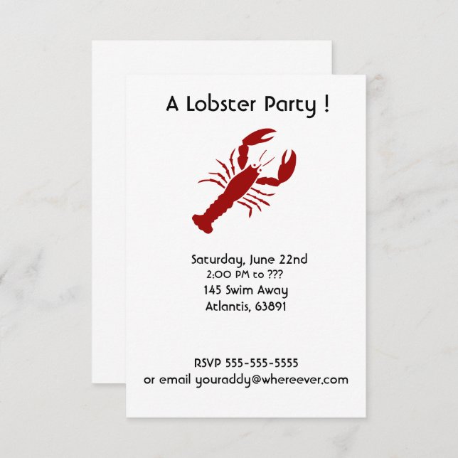 Invitations à la fête du homard (Devant / Derrière)