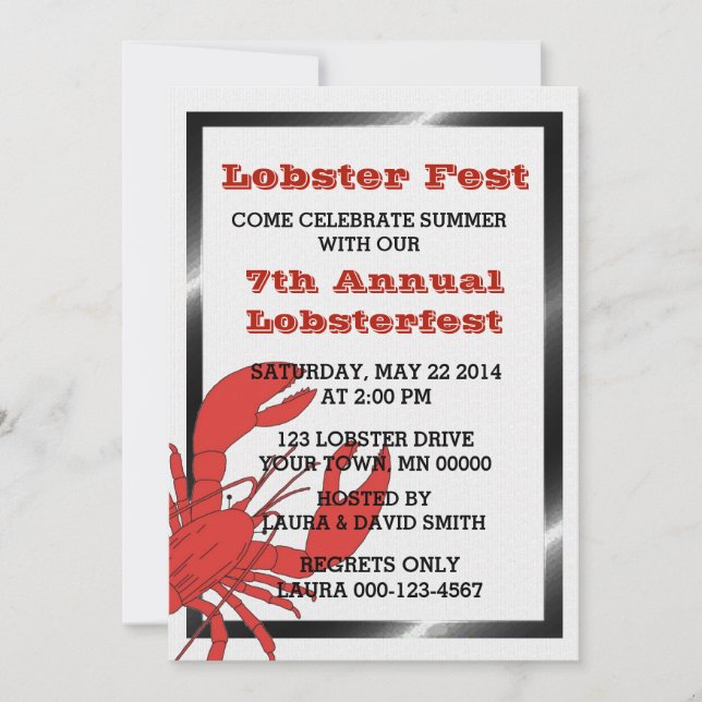 Invitations à la fête du homard ou à la boule (Devant)