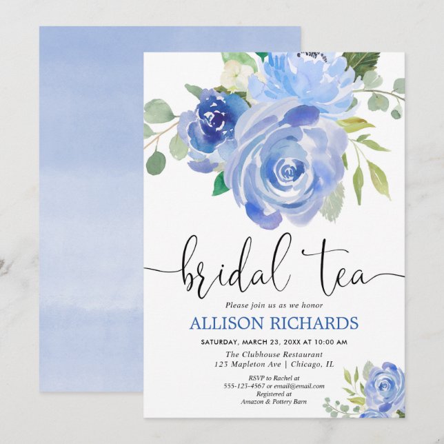 Invitations à la fête du thé à la braise bleue (Devant / Derrière)