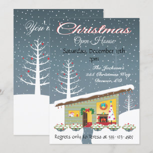 Invitations à la Maison ouverte de Noël Retro
