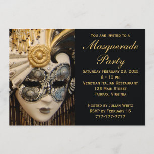 Invitations à la mascarade Black White et Gold