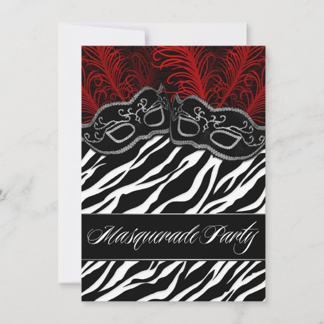 Invitations à la mascarade de la fête des zèbres r (Devant)