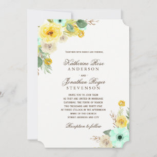 Invitations à la menthe et au mariage jaune